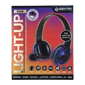 NEW Sentry Light Up Headset Headphones and Boom Mic Gaming Volume Control Mute +